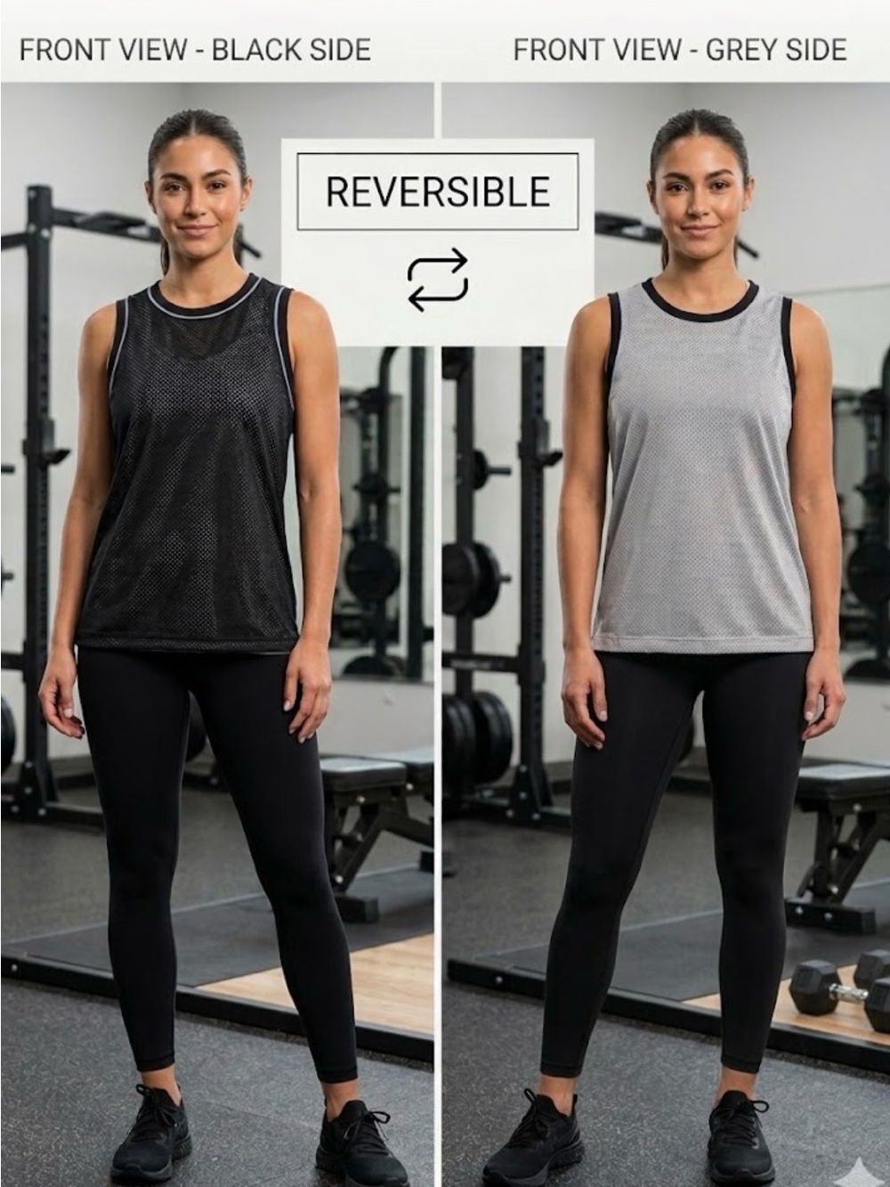 Lululemon Double -Layered Mesh Reversible Tank Top Black/White Women’s Size Sp